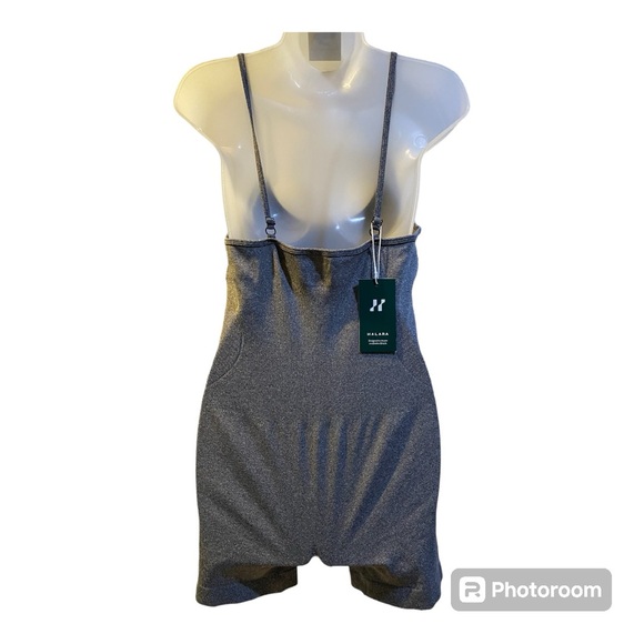 NWT Halara Bodysuit Size L Grey Adjustable Padded Tank Style Shorts - Picture 2 of 9